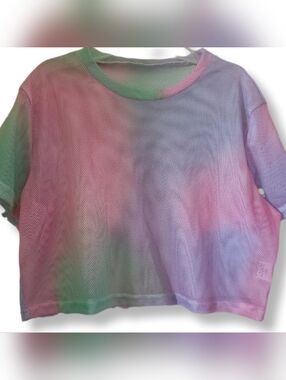 Unbranded Size XXL Rainbow Mesh Short Sleeve Festival Top
